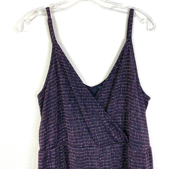 Wild Fable Strappy Jumpsuit Size L V-Neck Wrap Top Stretchy Sparkly Metallic - Picture 2 of 6